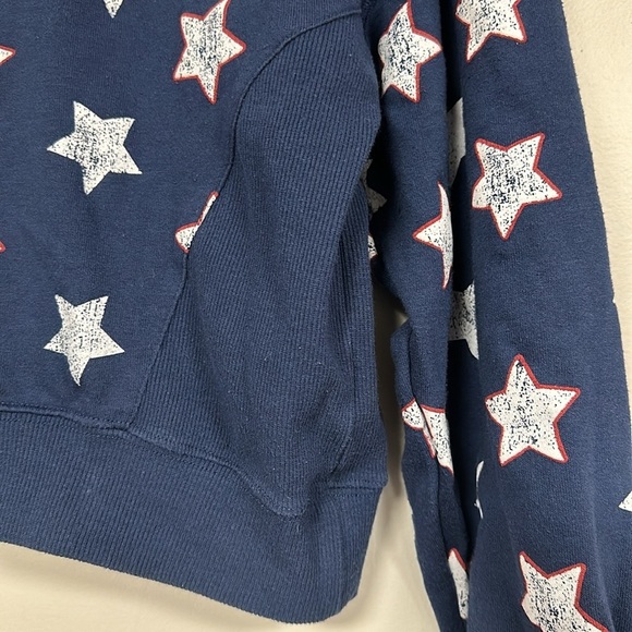 Steve Madden Women's Navy Blue Stars Cotton Sweatshirt Crop Graphic Size M - Picture 4 of 7